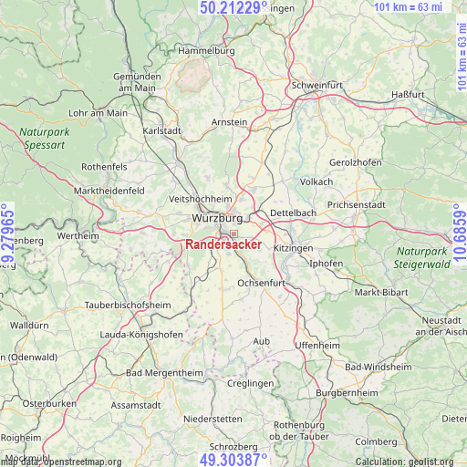Randersacker on map