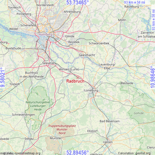 Radbruch on map