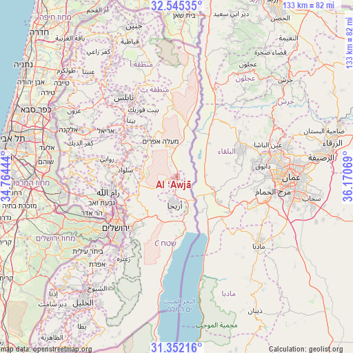 Al ‘Awjā on map