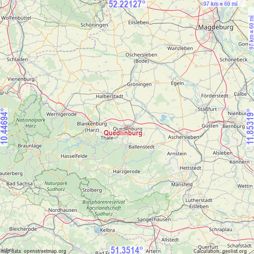 Quedlinburg on map