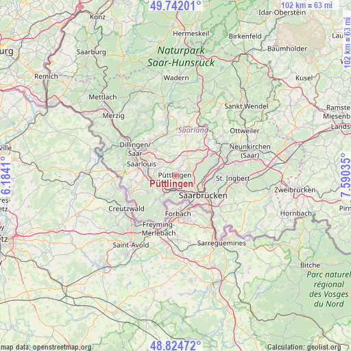 Püttlingen on map