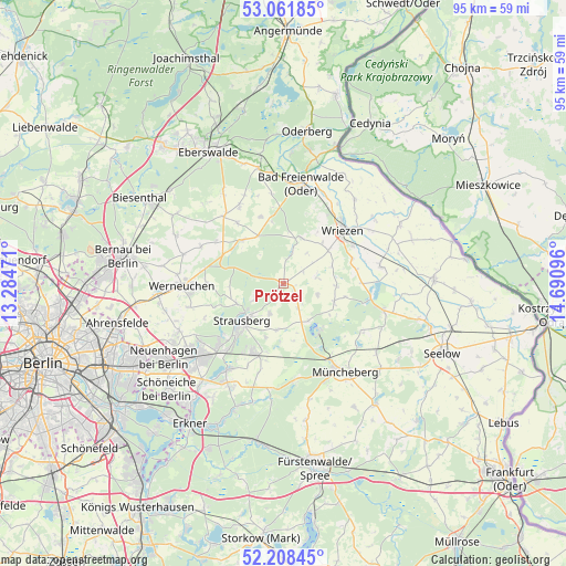 Prötzel on map