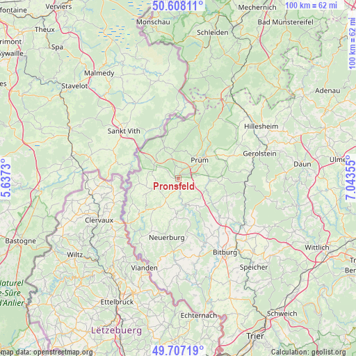 Pronsfeld on map