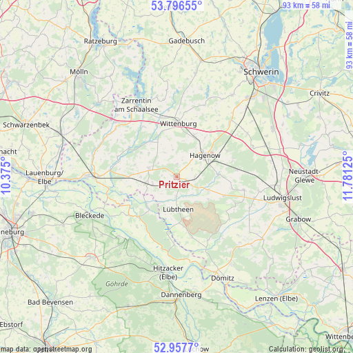 Pritzier on map