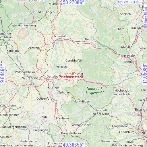 Prichsenstadt on map