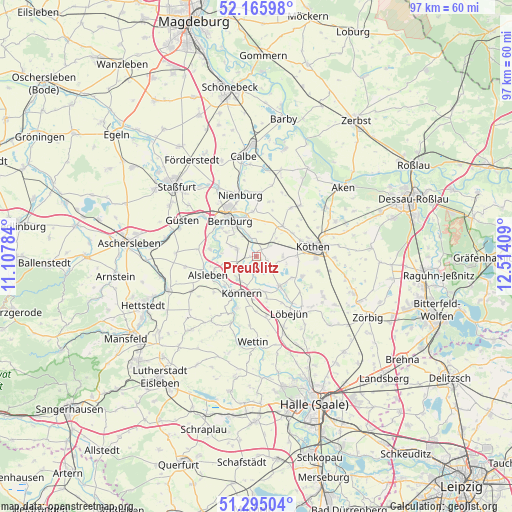 Preußlitz on map