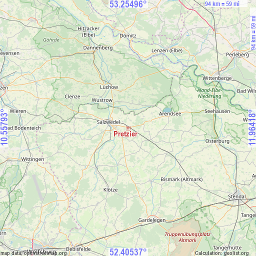 Pretzier on map