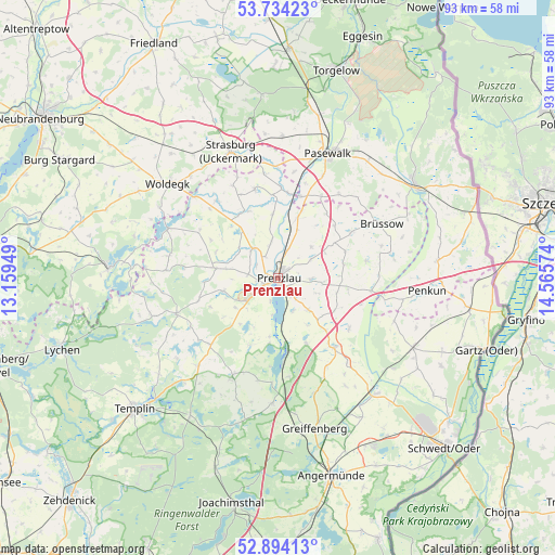 Prenzlau on map