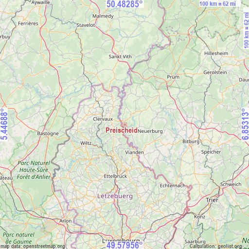 Preischeid on map