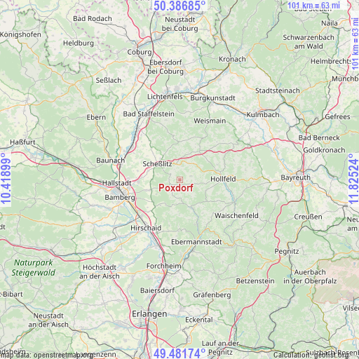 Poxdorf on map