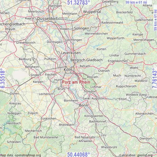 Porz am Rhein on map