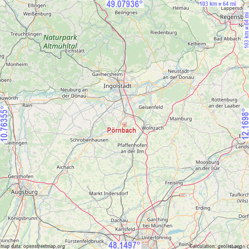 Pörnbach on map