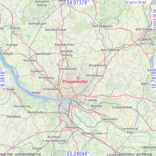 Poppenbüttel on map