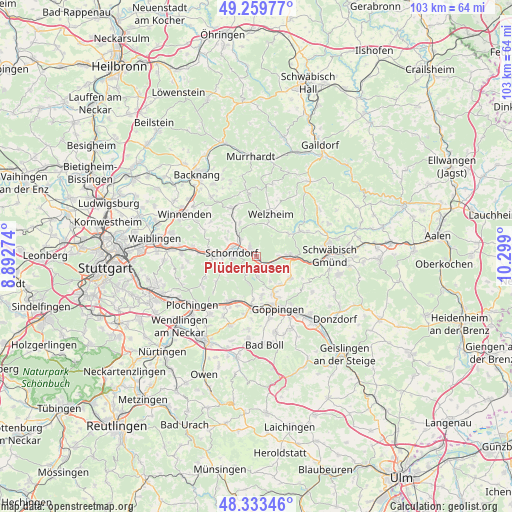 Plüderhausen on map