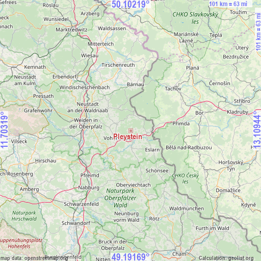 Pleystein on map