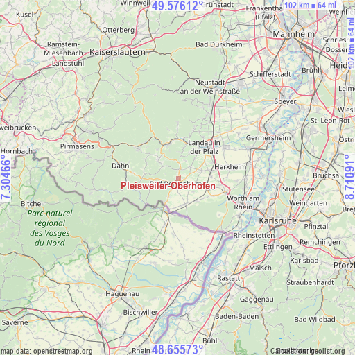 Pleisweiler-Oberhofen on map