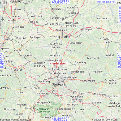 Pleidelsheim on map