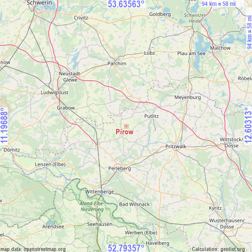 Pirow on map