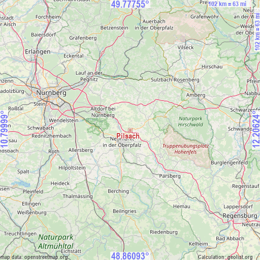 Pilsach on map