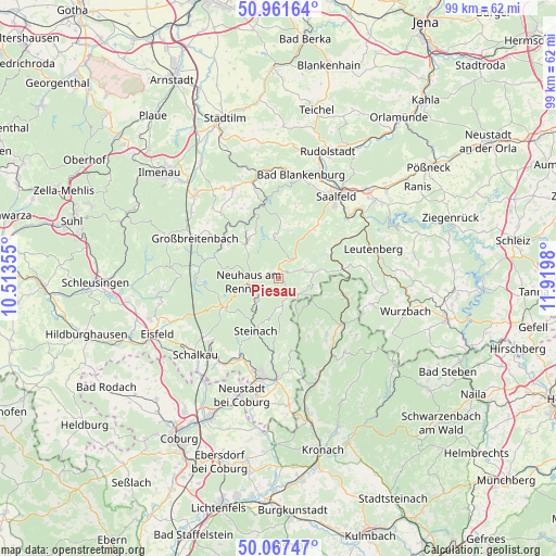 Piesau on map