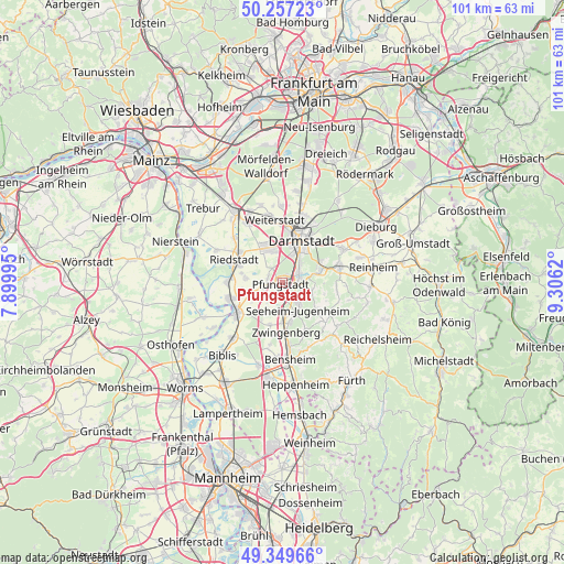 Pfungstadt on map