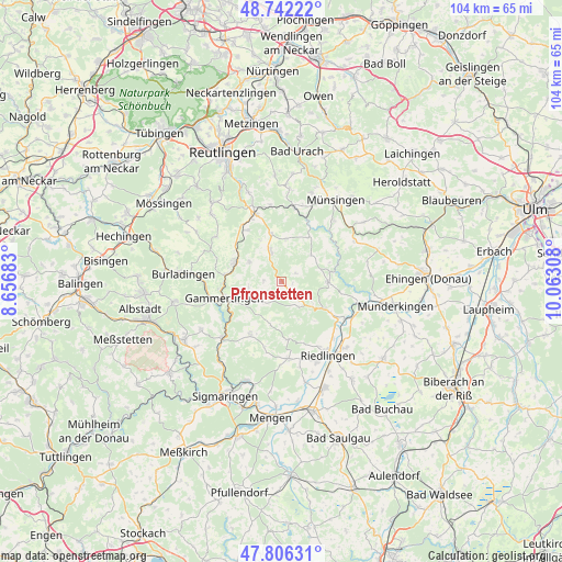 Pfronstetten on map