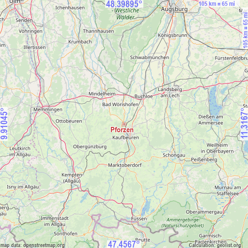 Pforzen on map