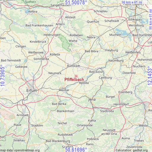 Pfiffelbach on map