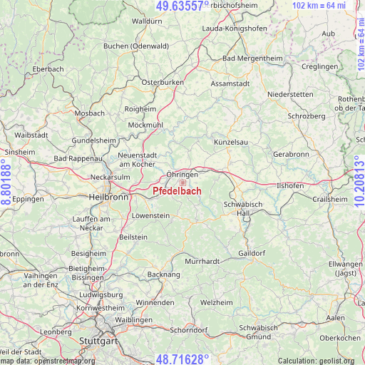 Pfedelbach on map