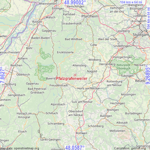 Pfalzgrafenweiler on map