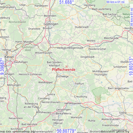 Pfaffschwende on map