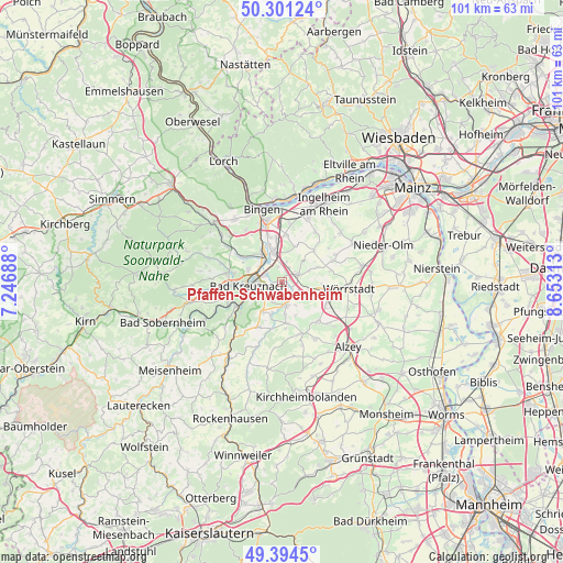 Pfaffen-Schwabenheim on map