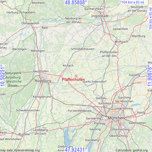 Pfaffenhofen on map