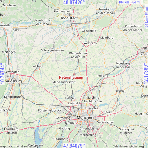 Petershausen on map