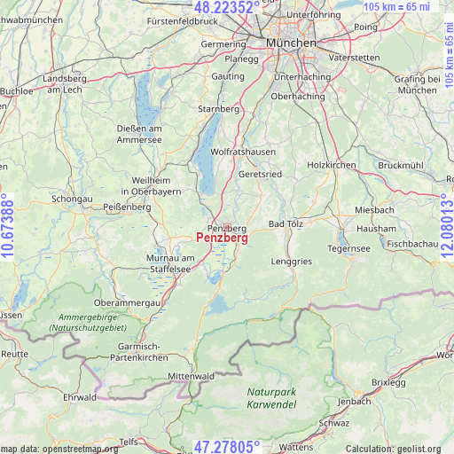 Penzberg on map