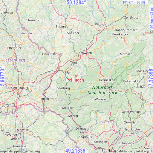 Pellingen on map