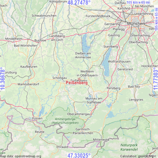 Peißenberg on map