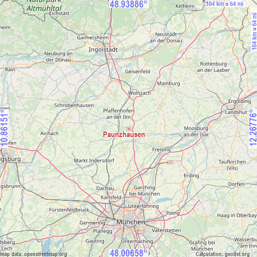 Paunzhausen on map