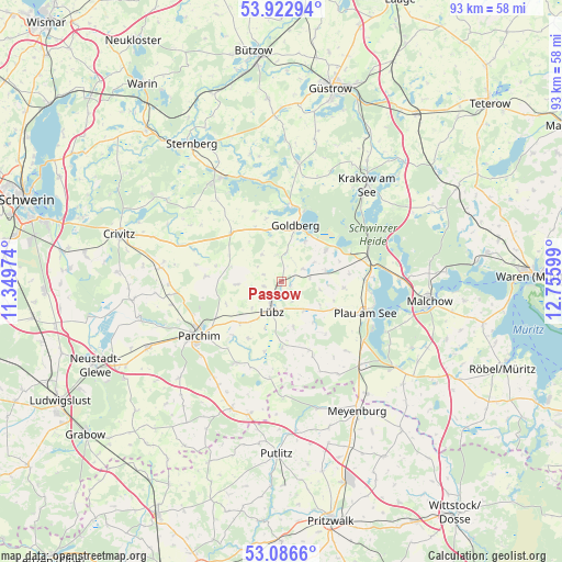 Passow on map