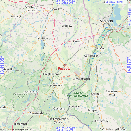 Passow on map