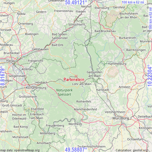 Partenstein on map