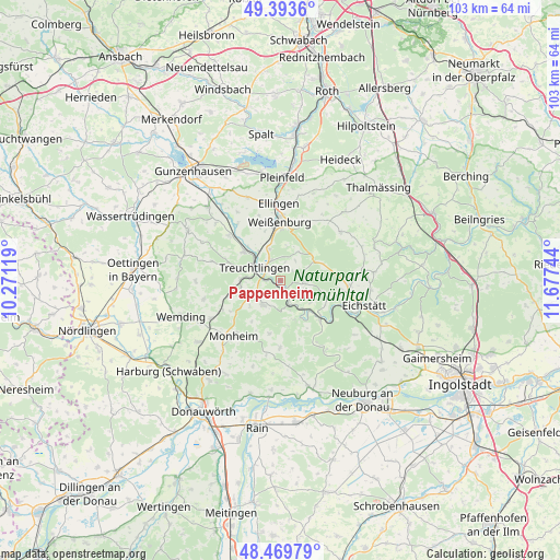 Pappenheim on map