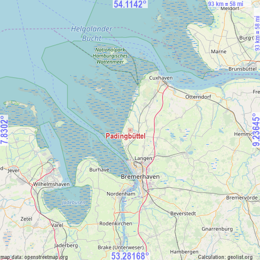 Padingbüttel on map