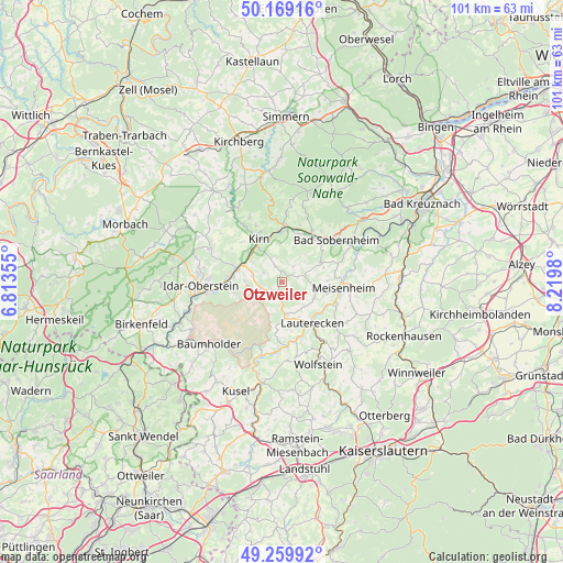 Otzweiler on map