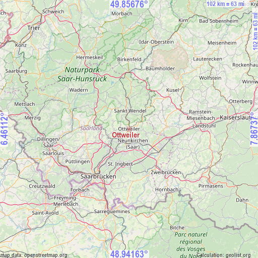Ottweiler on map