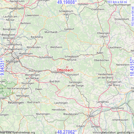 Ottenbach on map