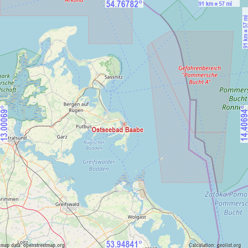 Ostseebad Baabe on map