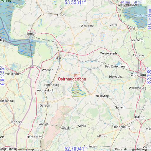 Ostrhauderfehn on map
