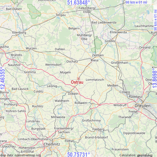 Ostrau on map