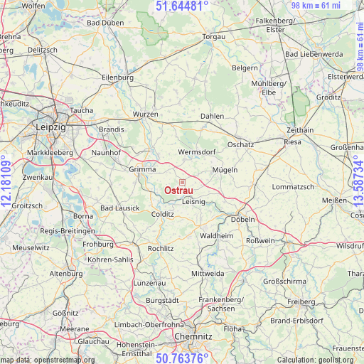 Ostrau on map